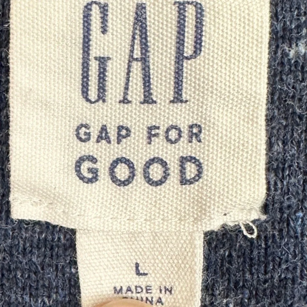 Gap Sweater Mens Large Blue Yellow Striped Crew Neck Pullover Long Sleeve Casual